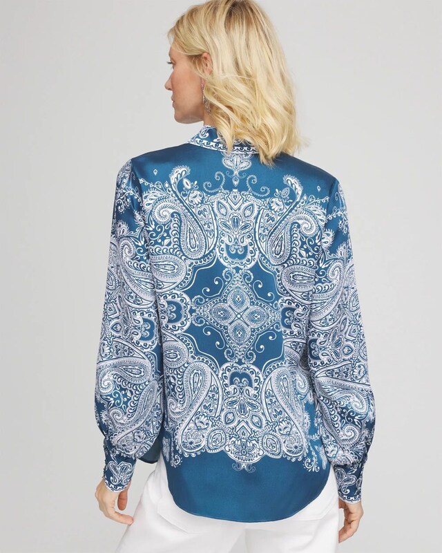 Faux Silk Collared Shirt - image 3